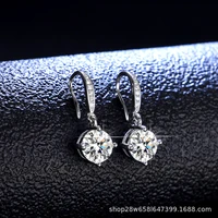 silver earrings womens six claw earrings temperament simple wedding moissanite diamond gift ear jewelry tassel earrings