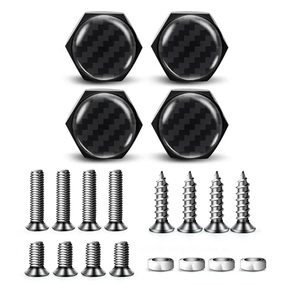 

4 шт. универсальные автомобильные металлические винты с флагом, болты для номерного знака, узор из углеродного волокна, автозапчасти, аксессуар, Стайлинг автомобиля для подарка