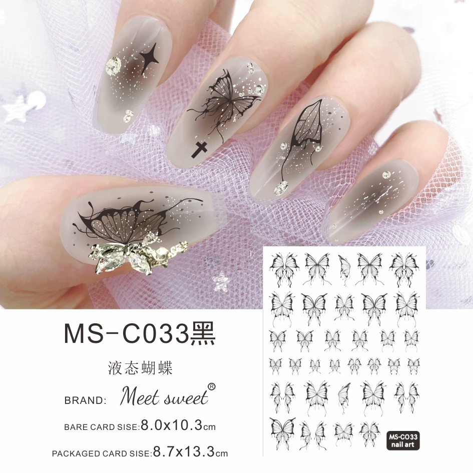 

1pcs Hollow Butterfly Stickers For Nails Holographic Reflective Stars Nail Design Laser Gold Silver Nails Art Sliders Manicure