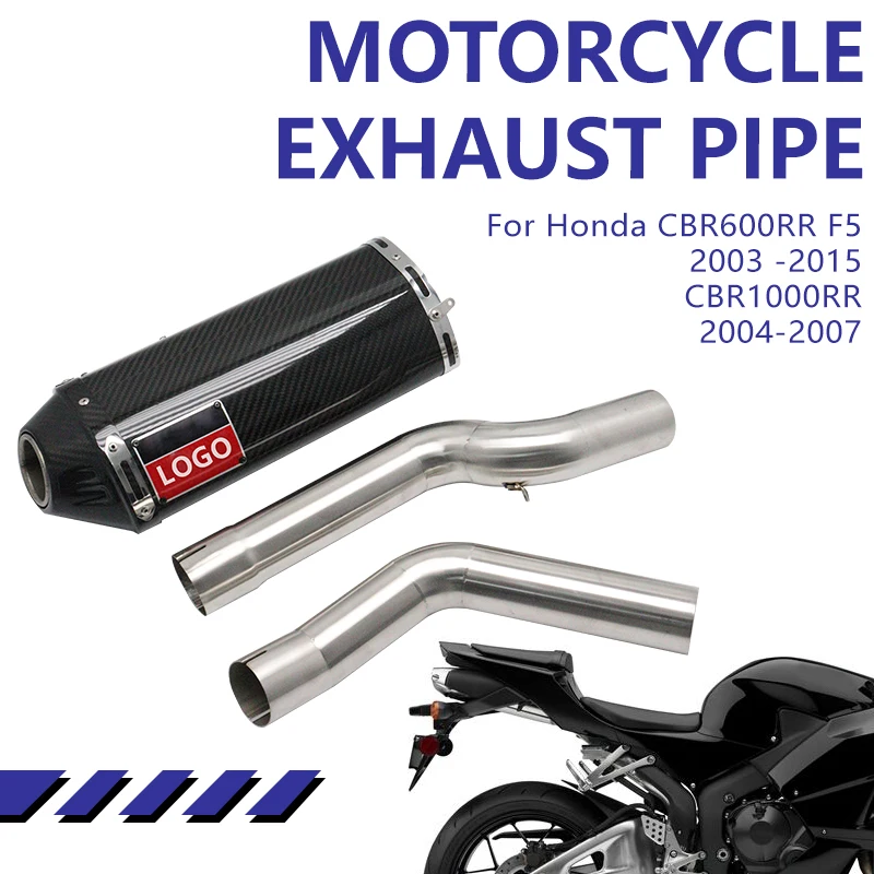 

For Honda CBR600RR F5 2003 2004 2005-2015 CBR1000RR 2004-2007 Exhaust Middle Link Pipe Carbon Fiber Muffler DB Killer Catalyst