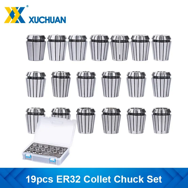 

Патрон фрезерный ER32, точный цанговый патрон, 19 шт., 2-20 мм, пружинный патрон для фрезерного станка с ЧПУ, держатель инструмента