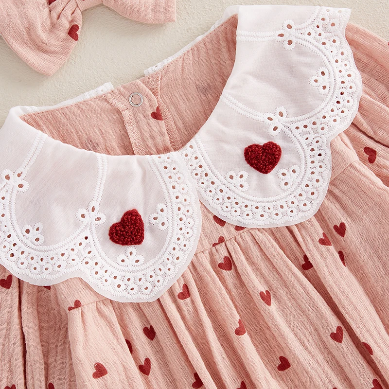 Комбинезон на День святого Валентина для маленьких девочек кружевной кукольный