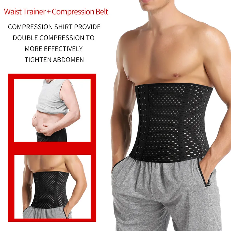 Men Slimming Body Shaper Waist Trainer Trimmer Belt Corset For Abdomen Belly Shapers Tummy Control Fitness Compression Shapewear