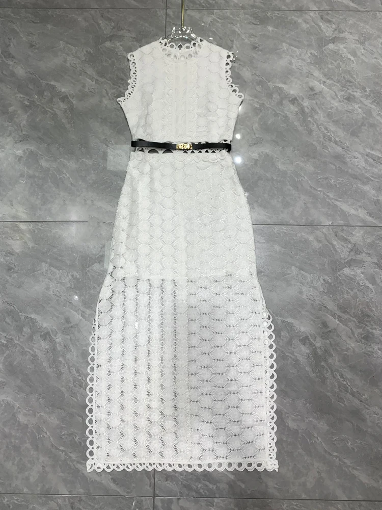 Женское кружевное платье без рукавов AELESEEN розовое черное белое Элегантное