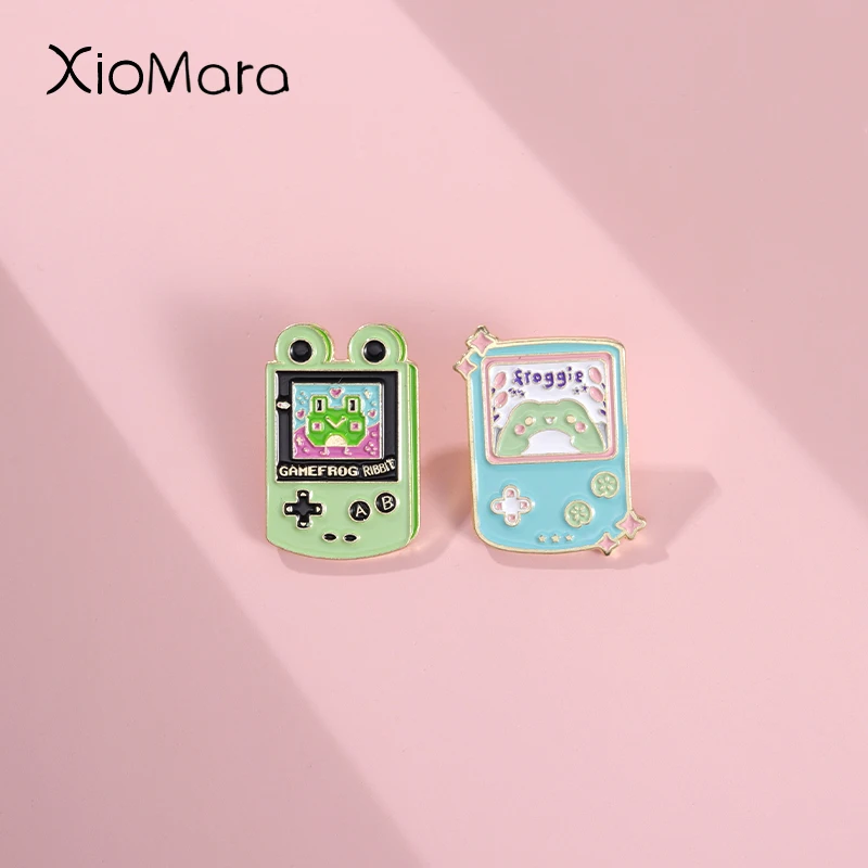 

Cartoon Frog Game Console Enamel Pins Custom Froggie Pals Brooches Lapel Badges Inspiration Jewelry Gift For Game Fan Friend