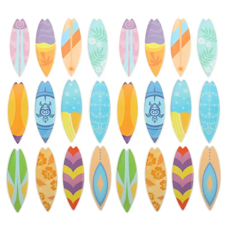 

60pcs Hawaiian Paper Surfboard Stickers Bulletin Board Decorative Surfboard Bedroom Dormitory Home Party Decor Wall Sticker