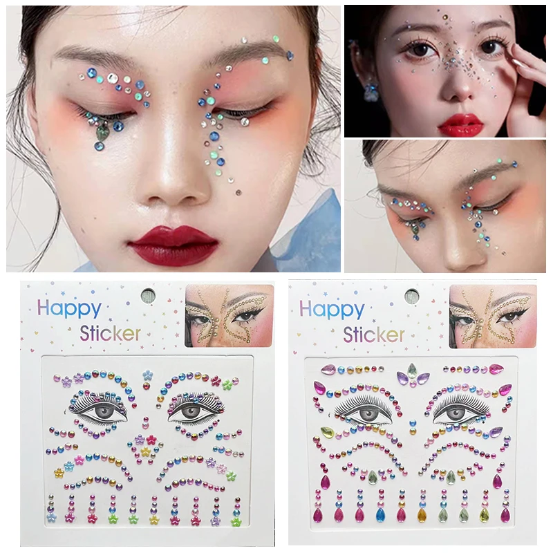 3D лицо, искусственная временная татуировка, наклейки, тело, артикул, наклейка, Женская татуировка, Кристальные глаза, лицо