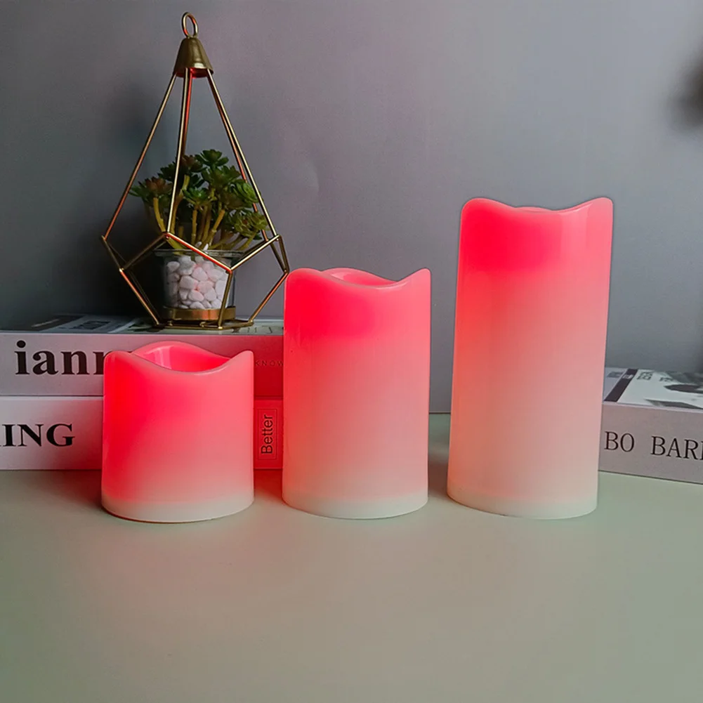 

3pcs LED Flickering Flame Candlesticks Battery Operated Candle Atmosphere Lamp with Remote Control for Birthday Party Supplies