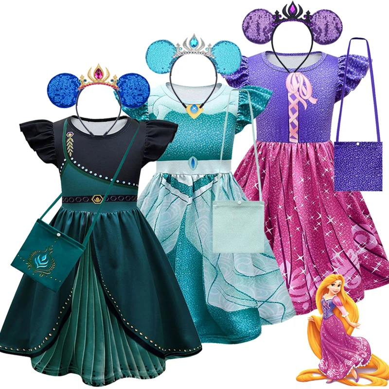 

Платье для девочек 2022, Рапунцель, принцесса, детская Анна, вечеринка Mirabel, детский жасмин, белоснежный летний костюм