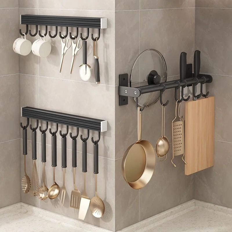 

Punch-Free For Kitchen Hook Up Slidable Multifunction Wall-mounted Storage Rack Accessories Tool Aluminum Drop Shopping THK129
