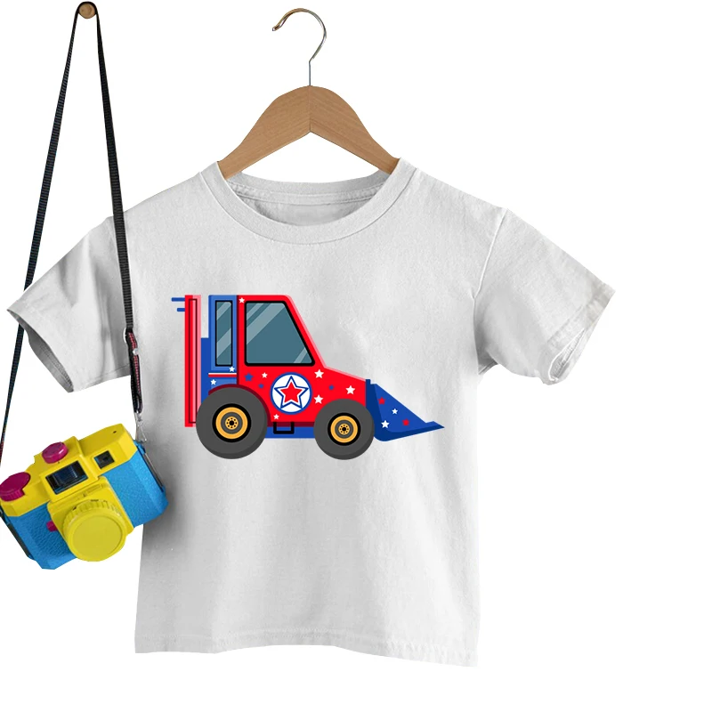 

Cartoon Trucks Print Boys Girls T-Shirts Children's Round Neck Clothing 2022 Summer Kids Original Trucks T-Shirts 4-16years