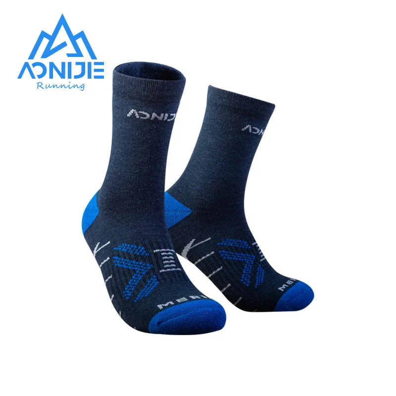 One Pair AONIJIE Women Men Sports Low Cut Socks Knee-High Thickened Wool Socks Winter Warm For Running Climbing Camping Hiking