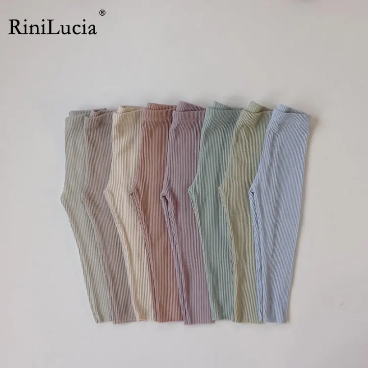 

RiniLucia 2023 Casual Spring Autumn Baby Pants Newborn Girls Leggings Soild Color Cotton Pants Kids Children Leggings for Kids