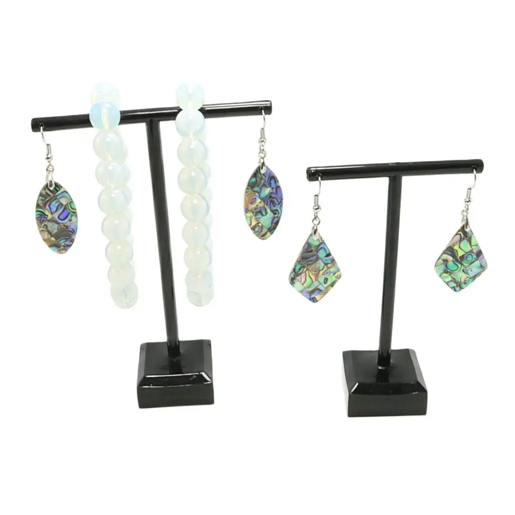 Portable Plastic Two-piece T-shape Earrings Black Display Stand Jewelry Counter Storage Props Photography Tools For Storage