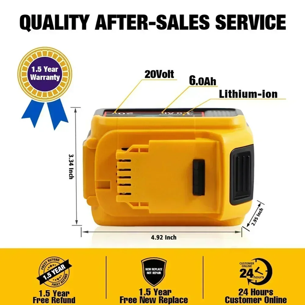 Фото 2023 Обновление аккумулятора DCB200 20 В 6000 мАч, зарядное устройство для Dewalt 18 В DCB184 DCB200 DCB182 DCB180 DCB181 DCB182 DCB201 Аккумулятор для инструментов №3
