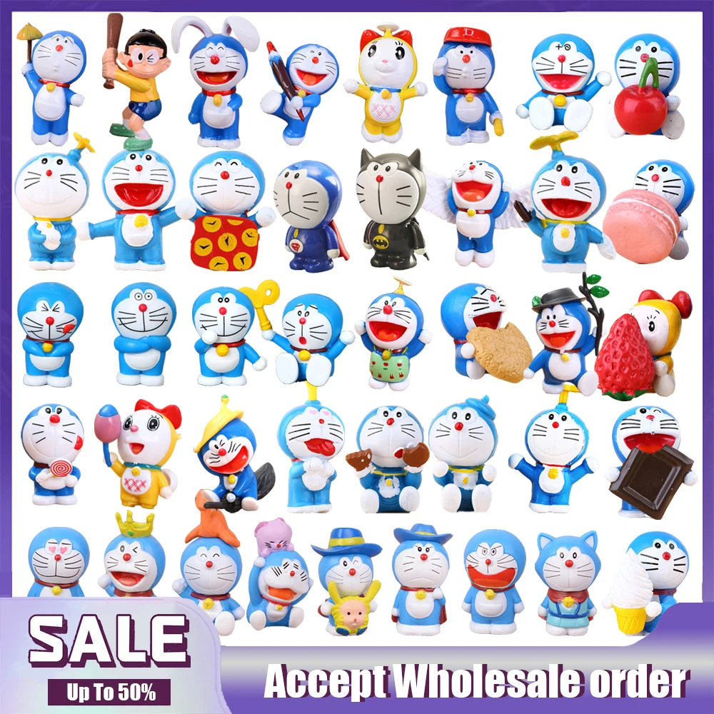

One Set Kawaii Doraemon Nobita Shizuka PVC Action Figure Model Toys Collection Dolls Cake Ornament Keychain Gifts For Children