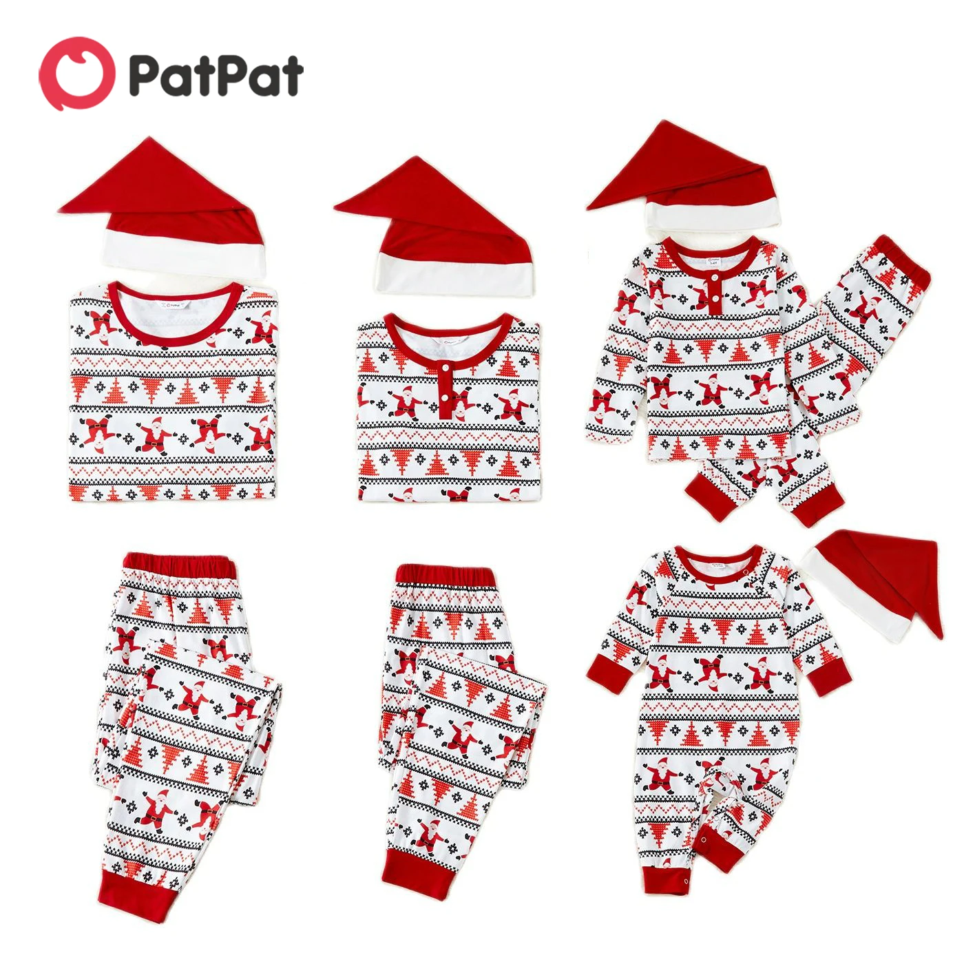 

PatPat Christmas Pajamas Sets Family Matching Outfits Sets Nightclothes Santa Print Long-sleeve Pajamas Sets(Flame Resistant)