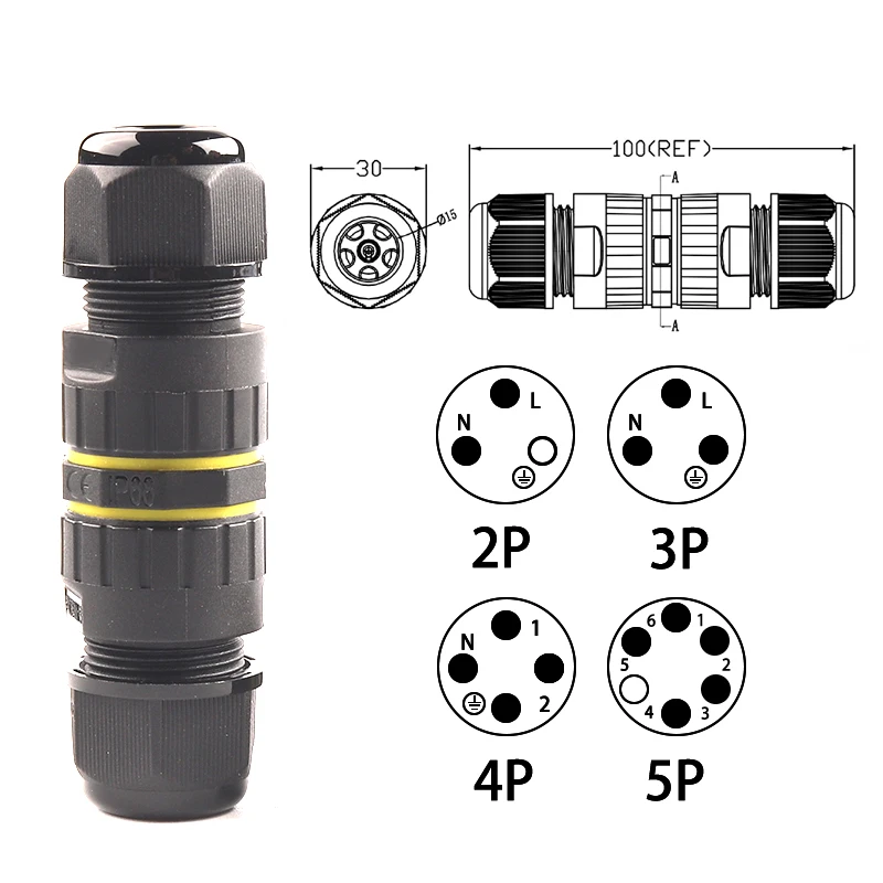 Водонепроницаемый соединитель M25 IP68 40A/400V 2/3/4/5Pin Электрический терминальный
