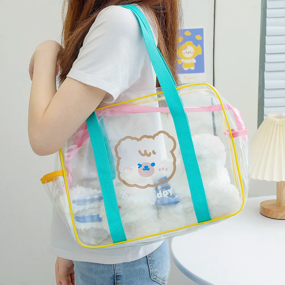 Кавайные прозрачные желейные сумки через плечо с медведем и кроликом для женщин