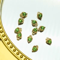 10pcs 8x5mm mix mini heart green shiny crystal charm for fine earrings bracelet making accessories diy jewelry findings pendants