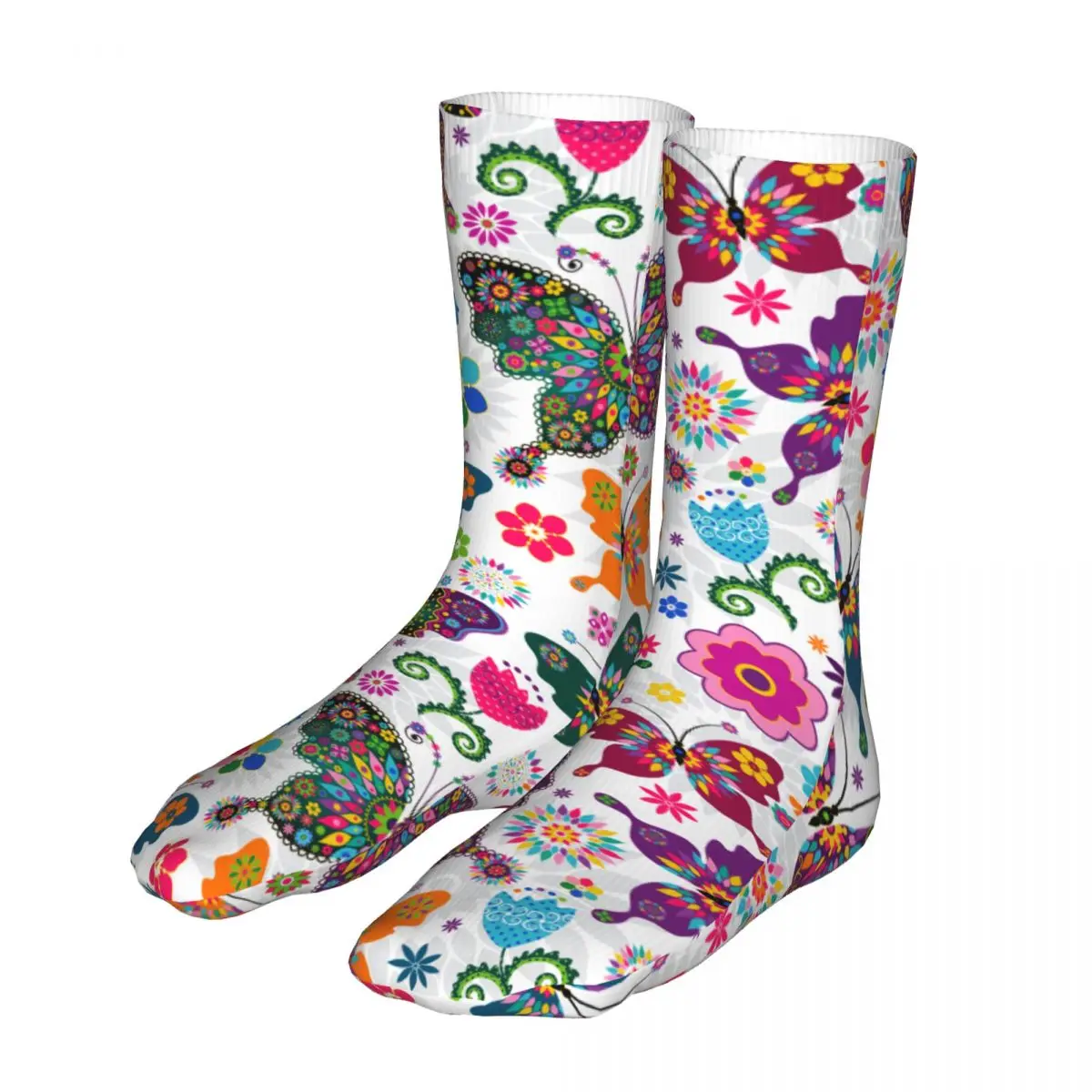 

Female Sports Butterfly Pattern Socks Cotton Happy Colorful Butterflies Woman Sock
