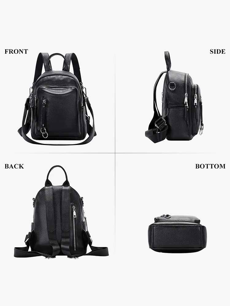 DOLEESUNE Small Genuine Leather Backpack Purse for Women Bagpack Cowhide Casual Fashion Multi-Function Shoulder Bag Young Girls