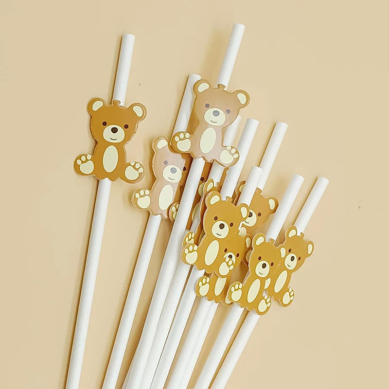 

20 шт., одноразовые бумажные соломинки в виде медведя