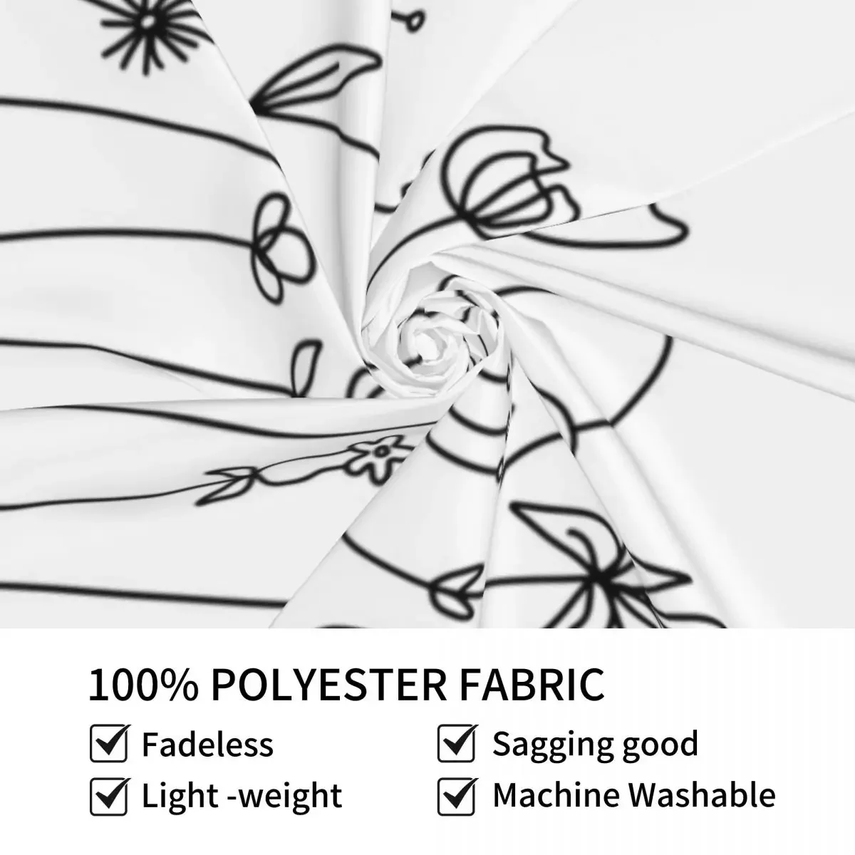 Черно-белый гобелен с рисунками цветов