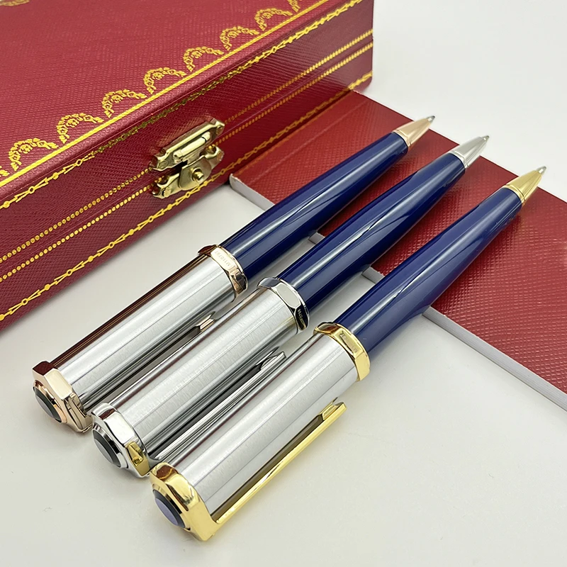 LAN CT Classic Octagon Luxury Ballpoint Pen Silver Golden Clip With Serial Number Writing Smooth