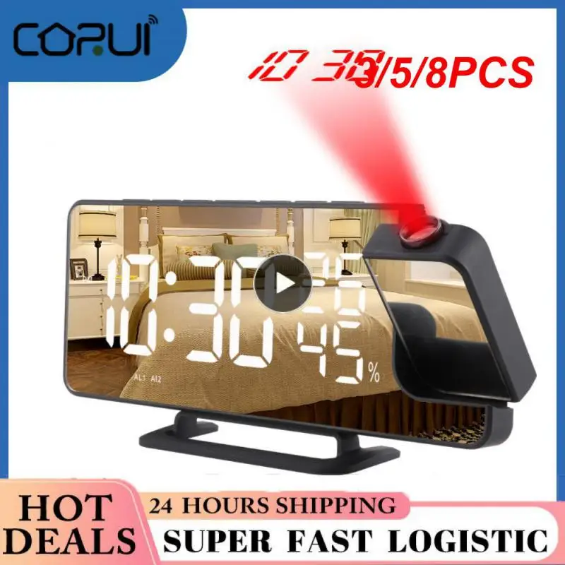 

Зеркальные цифровые часы с дисплеем температуры и влажности, 3/5/8 шт.