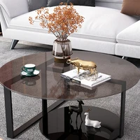 tea table simple tempered glass round modern nordic style small family table creative living room light luxury tea table