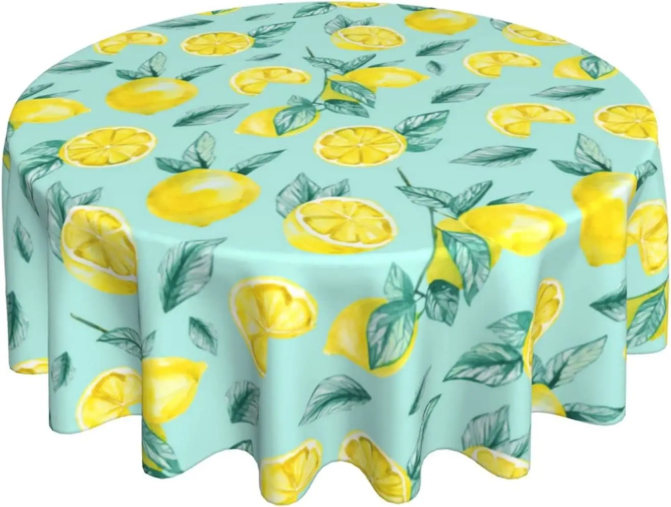 

Yellow Lemon Tablecloth Round 60 Inch Tablecloth Kitchen Circle Table Cloth Cover Mat for Party Dinning Wedding Home Decor