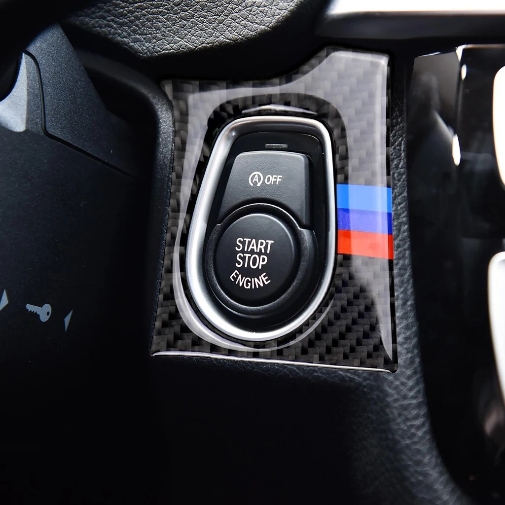 

Для BMW 3 3GT series F30 F34 2013-2018, кольцо для ключей из углеродного волокна, кольцо для запуска двигателя, круг, наклейка на панель зажигания, автомоби...