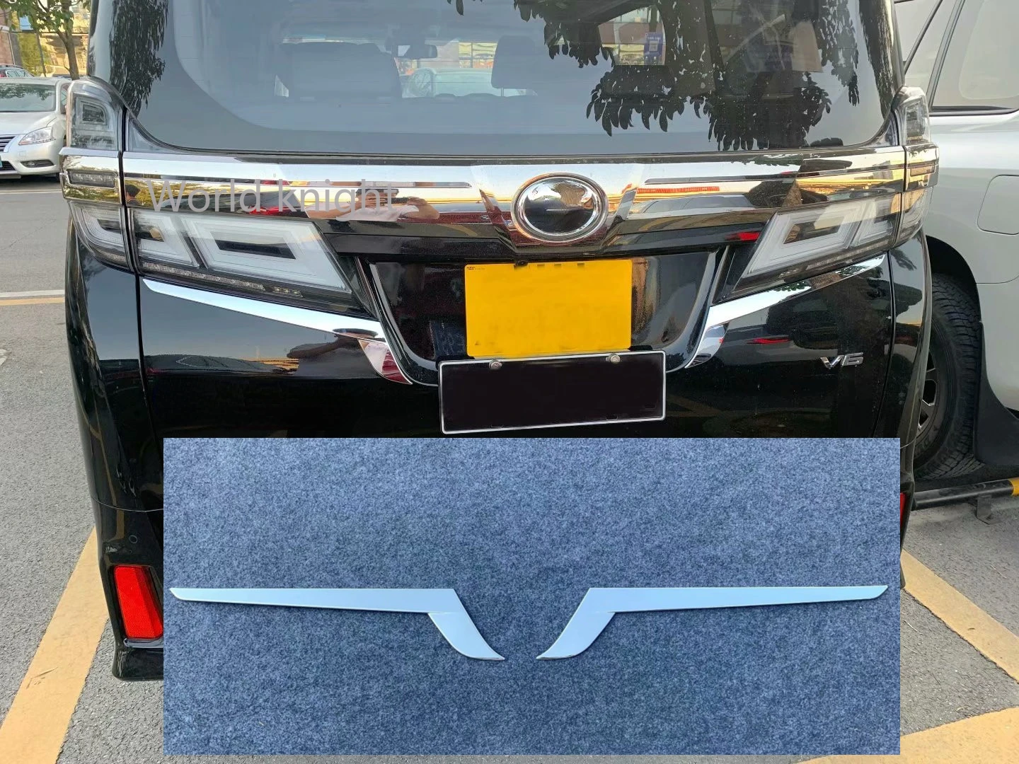 

For Toyota Alphard Vellfire AH30 2015 2016 2017 2018 2019 2020 ABS Chrome Front Rear Tail lamp Light Box Gate Back Door Trim