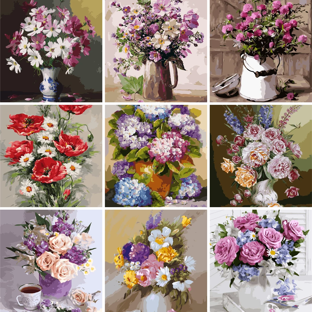 

Paint girl DIY Painting By Numbers flower bouquet 40x50cm VA-0704 drawing by numbers adult 2022