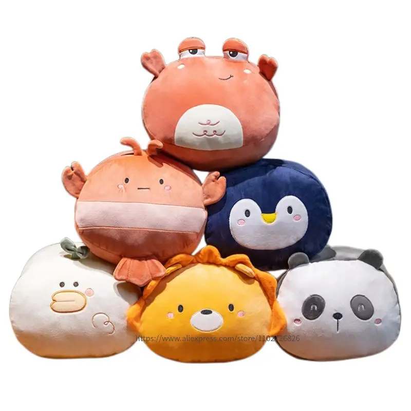 

Kawaii 28cm Animal Pillow Plush Toy Cute Stuffed Cartoon Whale Lion Panda Crab Lobster Doll Warm Hands Kids Girls Birthday Gifts