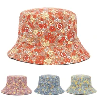 floral print bucket hats double side anti sun panama hat reversible casual sunscreen cotton sun caps men women fisherman hats