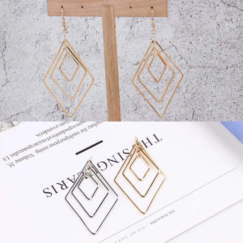 

1pcs Diy Jewelry Accessories18k Color Preservation Simple Three-layer Temperament Earrings Pendant Material Pendant Charms