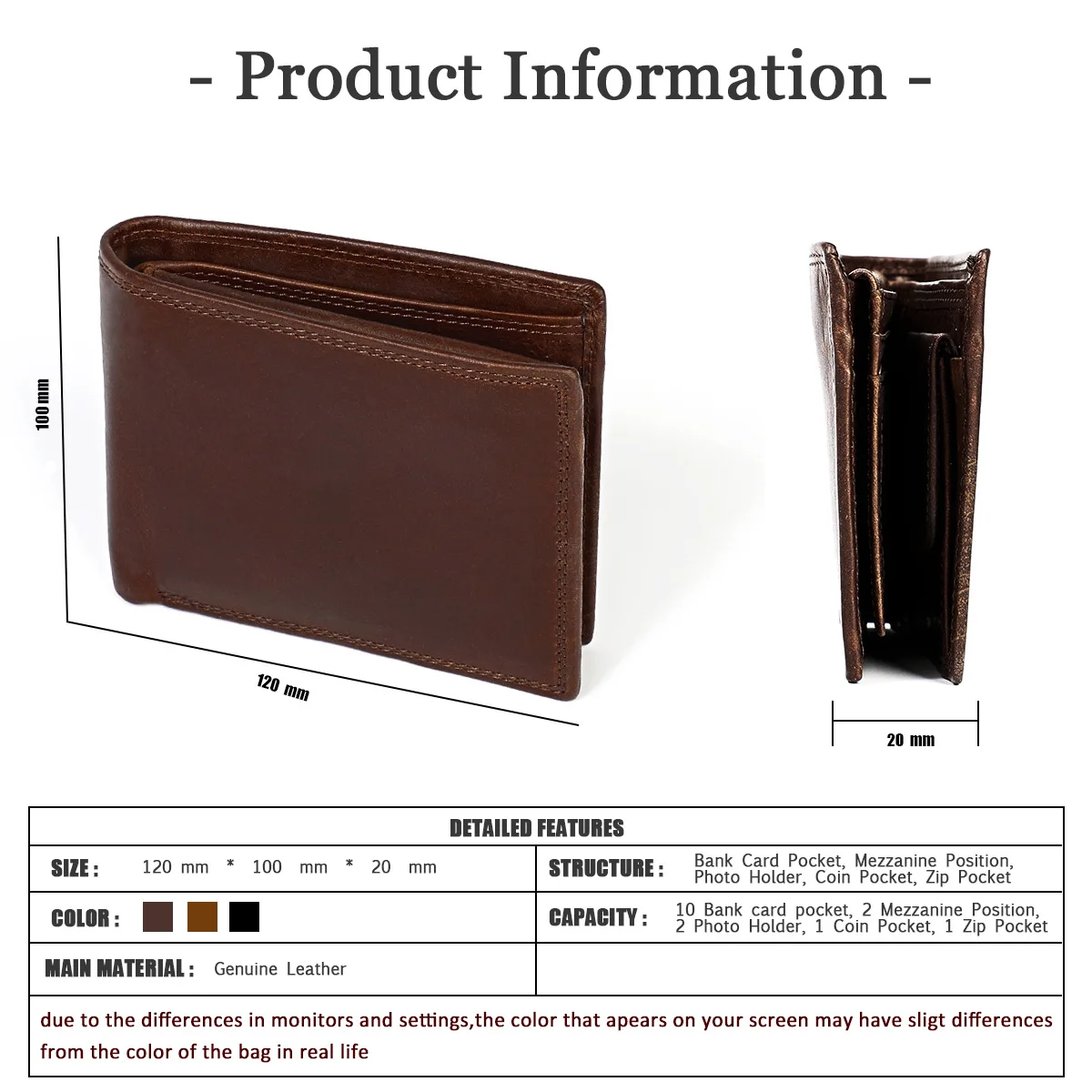 2023 New Genuine Leather Men's Wallet Vintage Cowhide Large Capacity Long Bifold Male Purse Card Holder With Zipper Coin Pocket