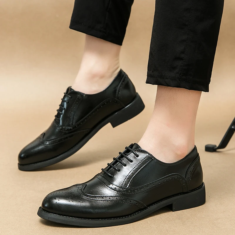 Свадебные мужские кожаные туфли модные в британском стиле для отдыха на открытом