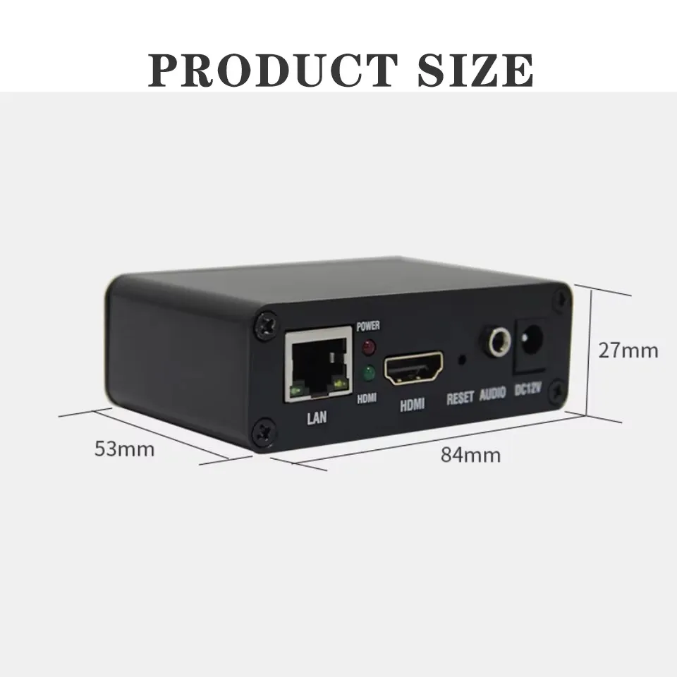 ONVIF Мини-кодер для потоковой передачи видео IPTV HD, совместимый с HDMI, H265, H264, Wowza, Facebook, Youtube, SRT, HLS, RTSP, UDP, RTMP, HTTP, OBS, VMIX (art.: 3920dbfa6228a) - 3920dbfa6228a