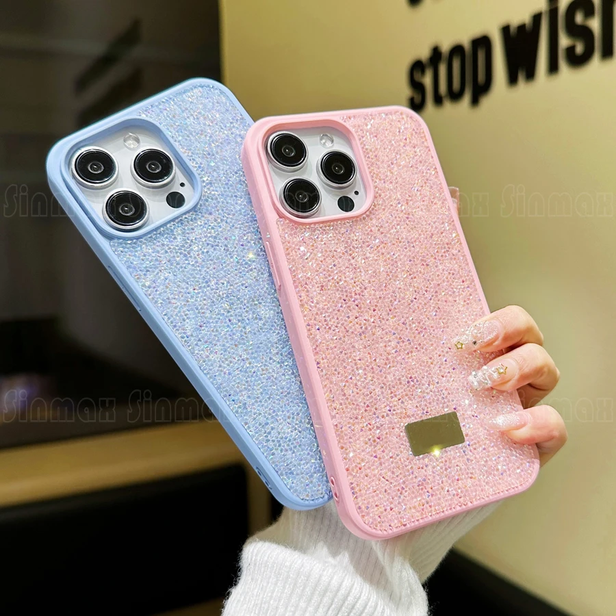 Фото Чехол для телефона с блестящими кристаллами для iPhone 16 15 14 Pro Max 13 12 11 Sparkle Cover Samsung S24 S23 Ultra Flip 6 5 4 3 Fold5 №3