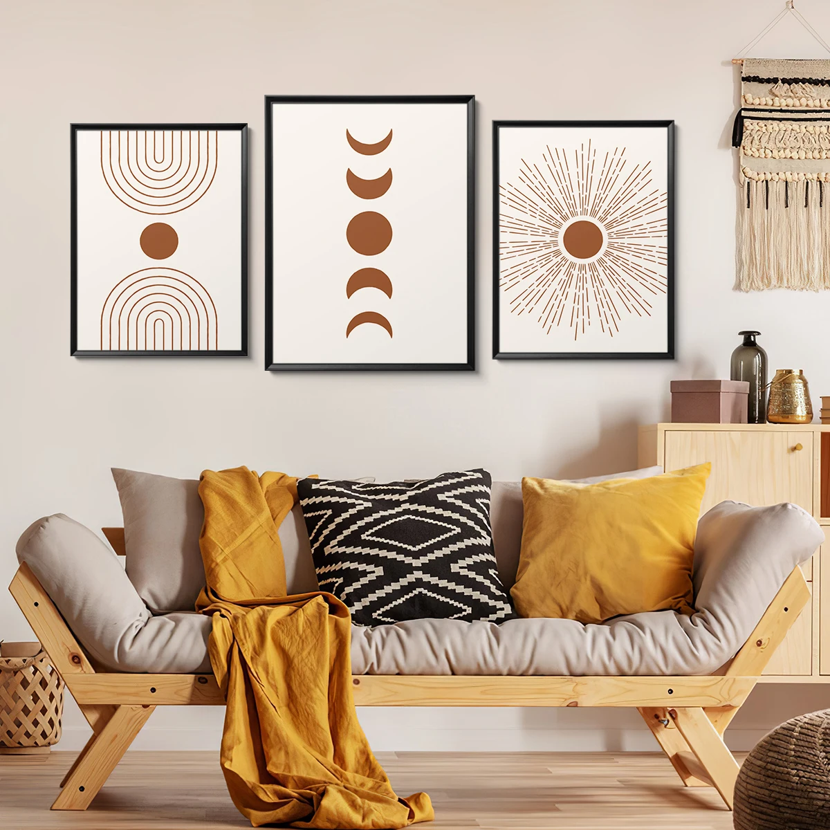 

Abstract Boho Sun Moon Minimalist Wall Art Print Paper Nordic Canvas Painting Wall For Living Room Wall Decor Decoration