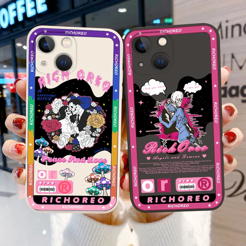 

Luxury Girl Skull Art Cool For Apple iPhone 14 13 12 11 Pro Max mini XS XR X 8 7 SE Liquid Rope Phone Case Capa Cover