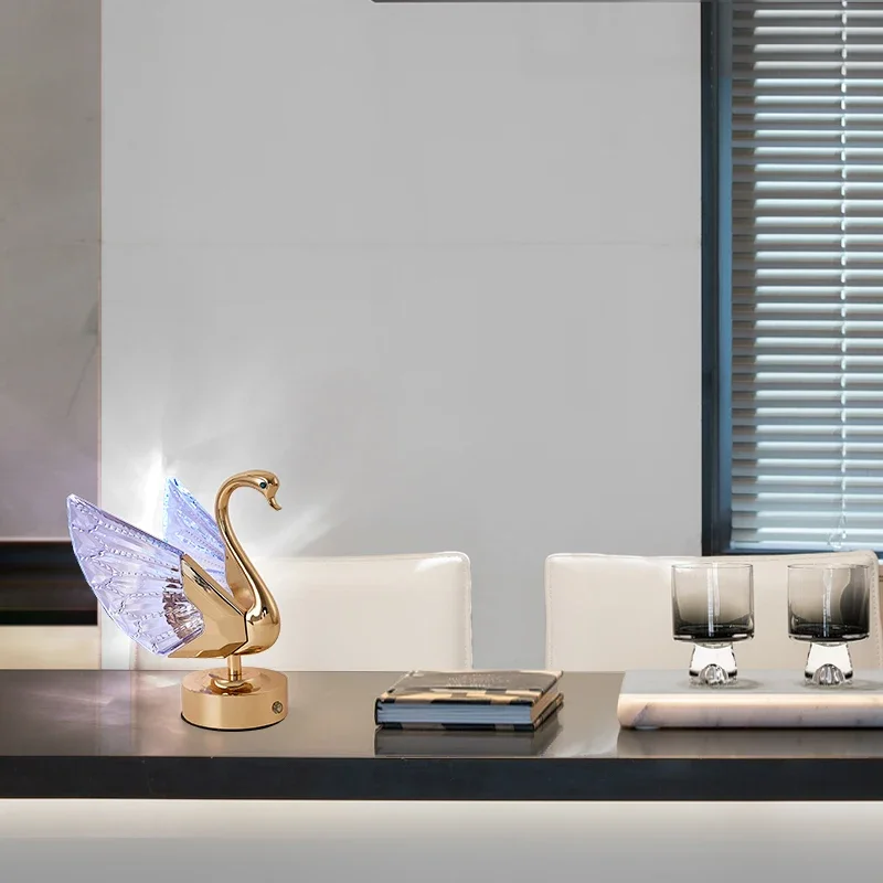 SEAN современная светодиодная перезаряжаемая настольная лампа в виде лебедя