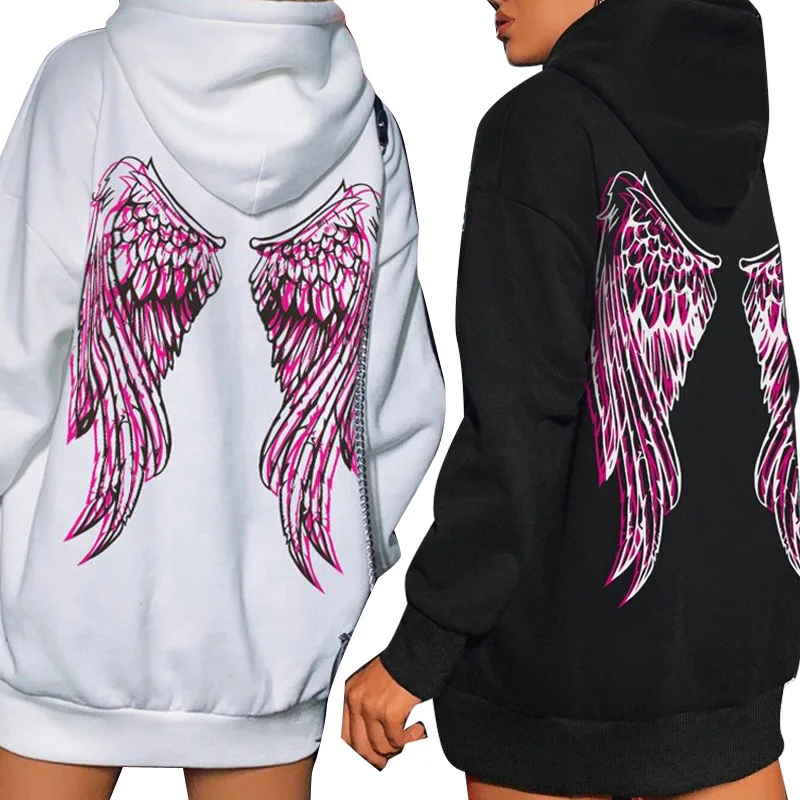 

2022 New white athleisure hoodie with fleecy wings and monogram print