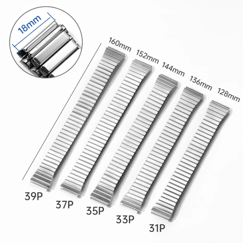 

Stainless Steel Wrist Band Elastic Watch Strap Stretch Replacement Watch Band Expansion Polished Men Women Accessories 18mm
