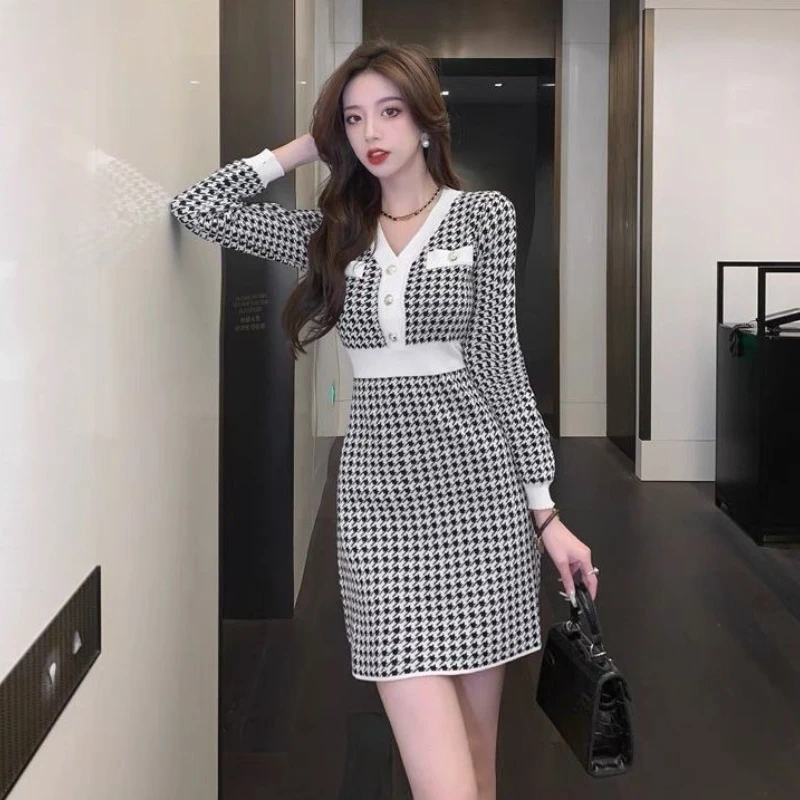 Женское вязаное платье с v-образным вырезом белые женские вязаные крючком платья