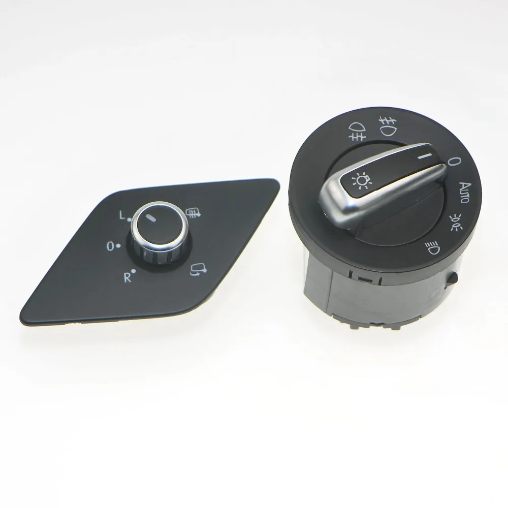 

2Pcs Chrome Car Headlight Adjust Switch Button + Side Mirror Control Knob For VW Jetta MK6 5ND 959 431 B 16D 959 565 A