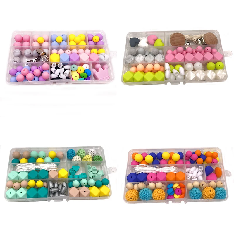 2023 New Hot Silicone Beads Pacifier Clip Eco Baby Teething Beads Set Nursing DIY Chew Jewelry Crochet Bead Multiple Toy Gift